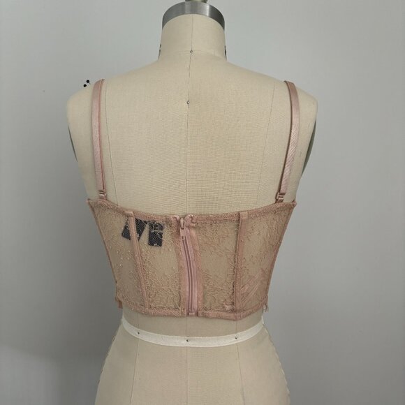 Windsor Women's Lace Appeal Scalloped Lace Bustier Natural Beige Size Small - Picture 4 of 10